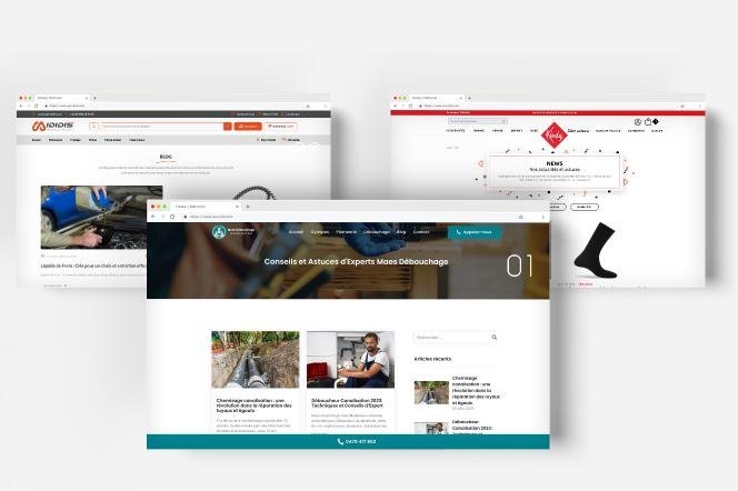 Exemple de projets digitaux réalisés par une agence web, incluant création de site vitrine et optimisation de contenu SEO.