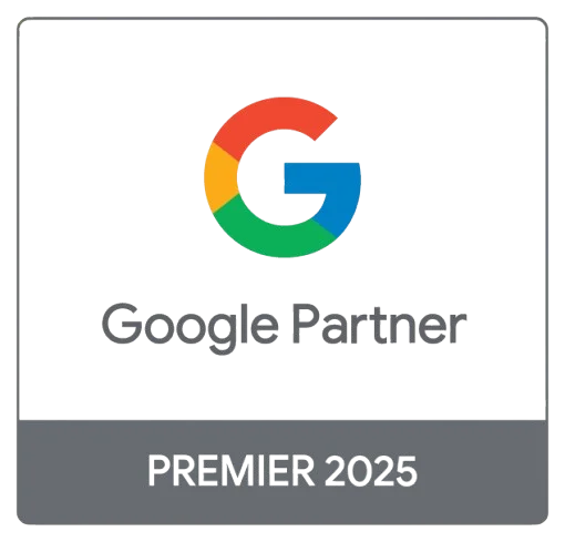 Badge Google Partner Premier 2025 - Certification de l'agence web Nice pour l'expertise en publicité Google Ads et marketing digital