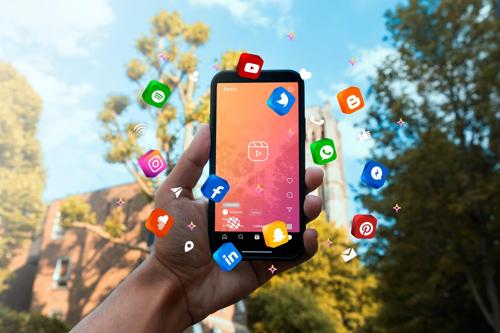 hand holding smartphone social media concept 1