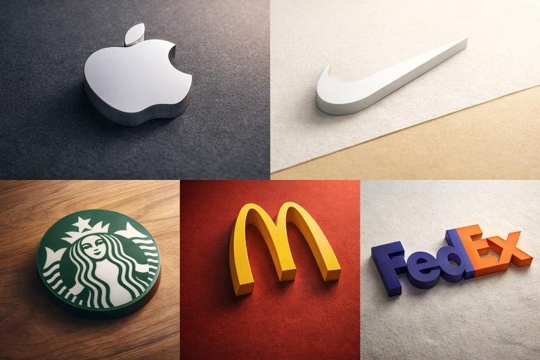 Logos iconiques au design minimaliste illustrant la puissance de l’identité visuelle et la mémorisation de marque